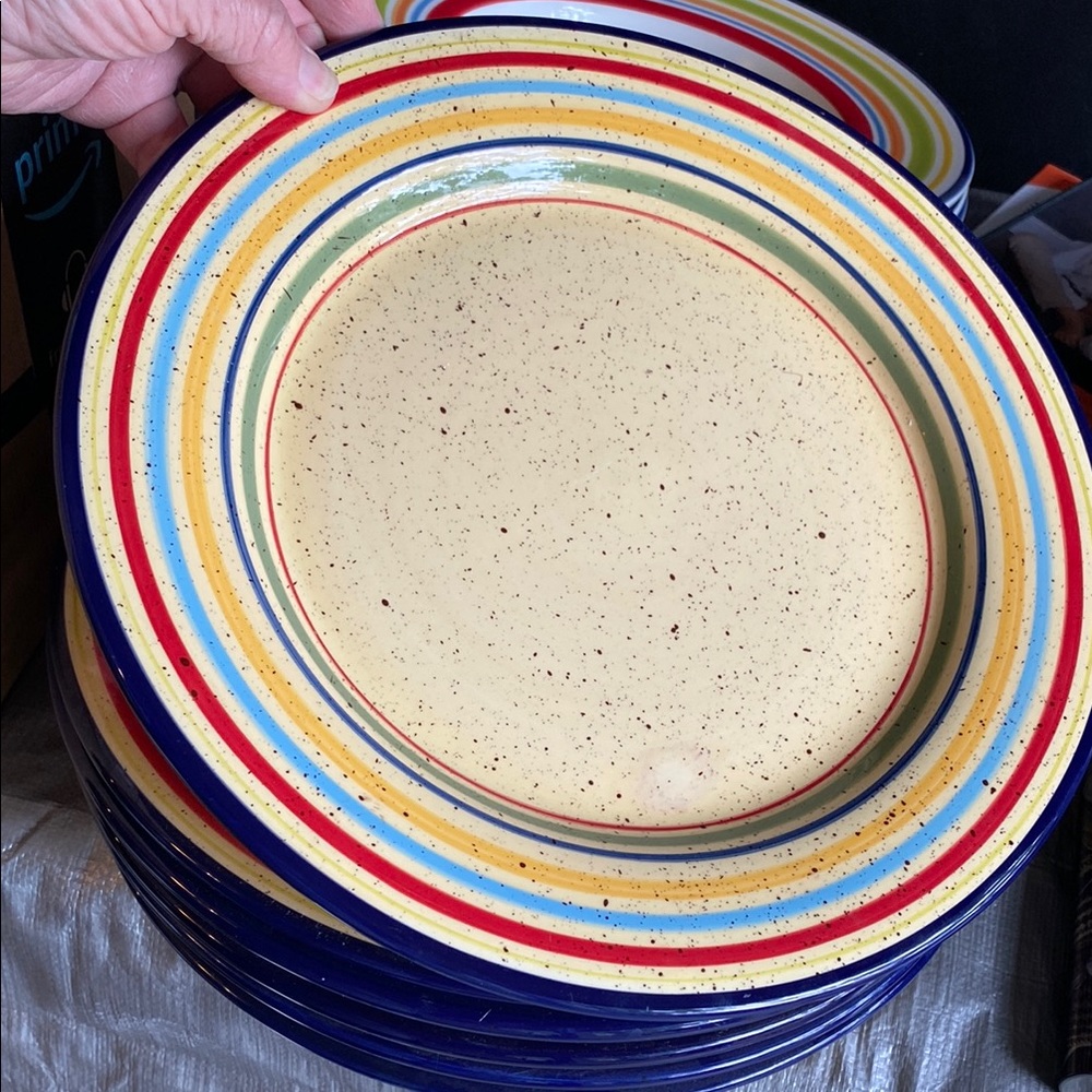 Pfaltzgraff Blue and Red Ceramic Dinnerware Set